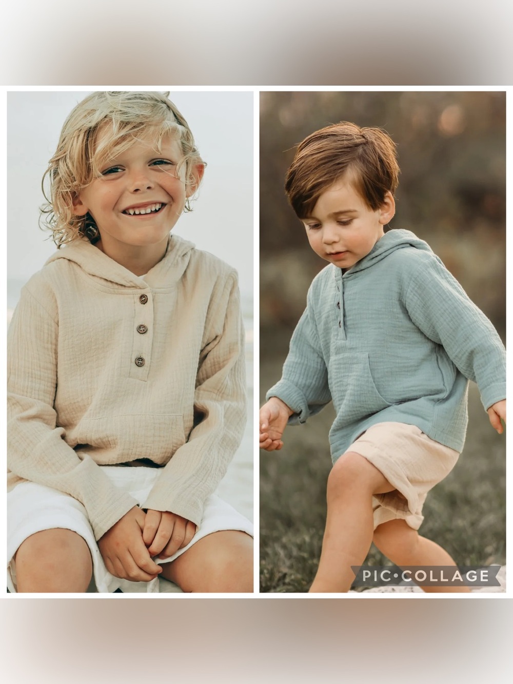 Indie Blue Knox Muslin Hoodies Set of 2 Size 10Y Latte & Soft Teal